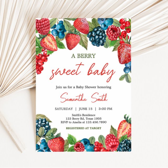 Invitation Un Baby shower Berry Sweet (Sweet Girl Berry Baby Shower Invitation
)