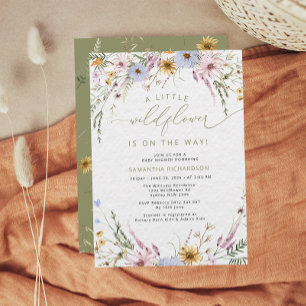 Invitation Un Baby shower Boho Un Peu Fleur sauvage