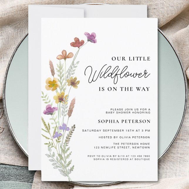 Invitation Un Baby shower Boho Un Peu Fleur sauvage (Créateur téléchargé)