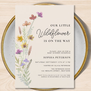Invitation Un Baby shower Boho Un Peu Fleur sauvage