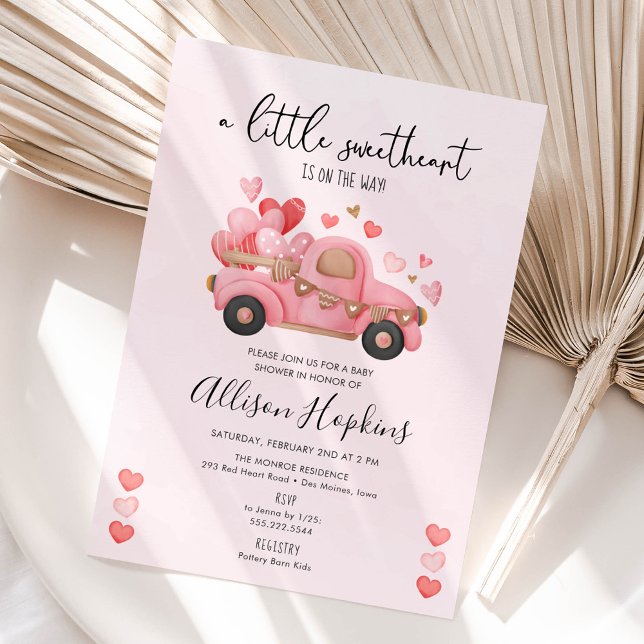 Invitation Un Baby shower Camion Coeurs Un Peu Amoureux (Créateur téléchargé)