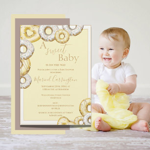 Invitation Un Baby shower d'aquarelle doux pour bébé beignets