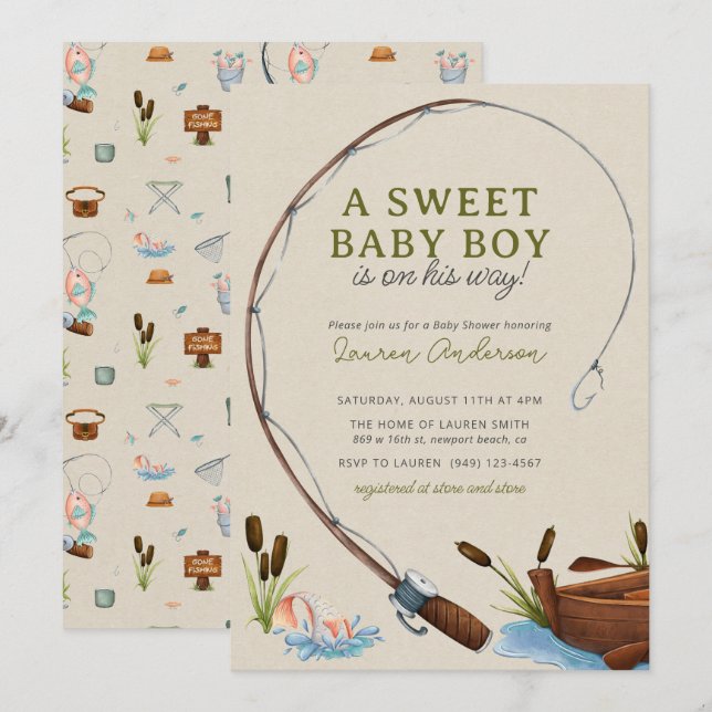 Invitation Un Baby shower d'aquarelle pour bébé doux (Devant / Derrière)
