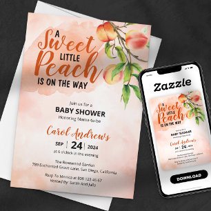 Invitation Un Baby shower d'aquarelle Sweet Little Peach