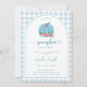 Invitation Un Baby shower D'Automne Bleu Un Peu Citrouille