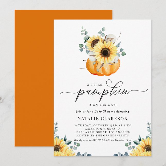 Invitation Un Baby shower D'Automne De Tournesol Rustique Un  (Devant / Derrière)