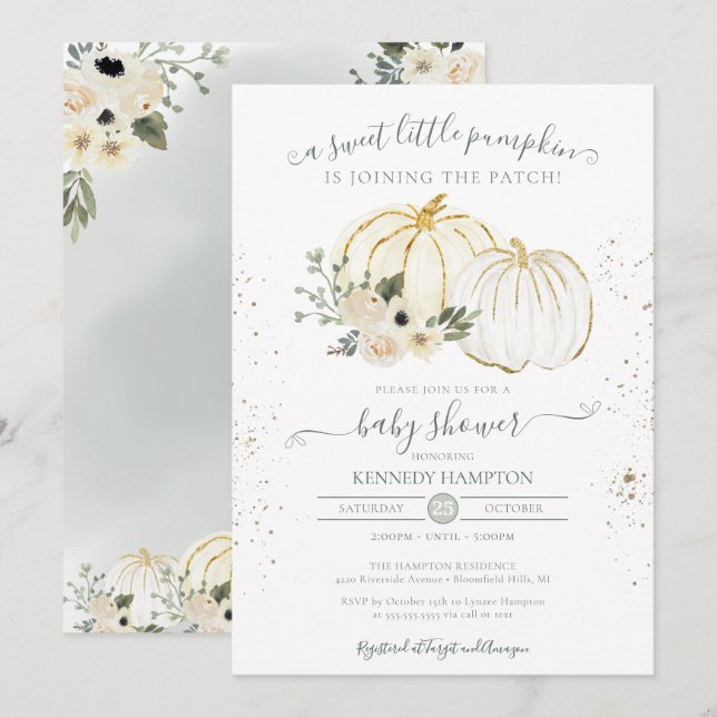 Invitation Un Baby shower d'automne neutre pour un peu Citrou (Devant / Derrière)