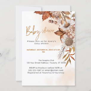Invitation Un Baby shower d'automne un peu Citrouille