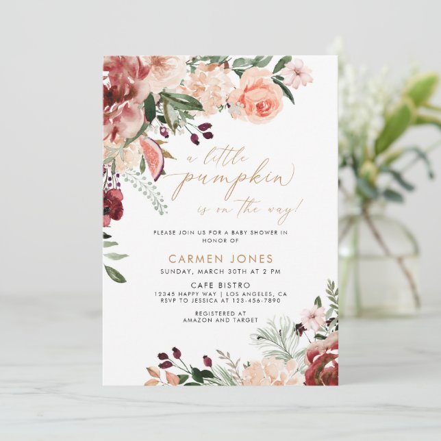 Invitation Un Baby shower D'Automne Un Peu Citrouille Neutre  (Debout devant)