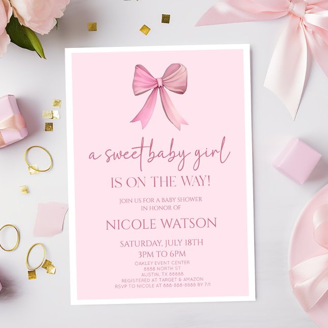 Invitation Un Baby shower de bébé rose doux (Créateur téléchargé)