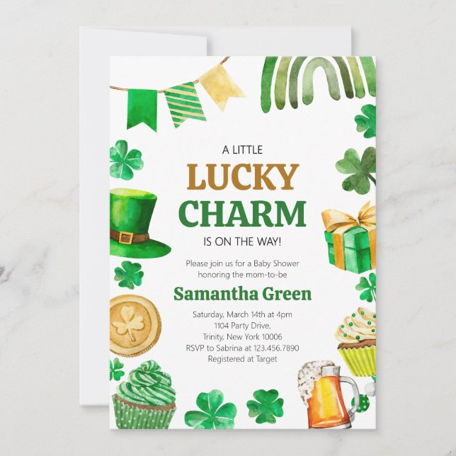 Invitation Un Baby shower De Charme Un Peu Lucky (Devant)