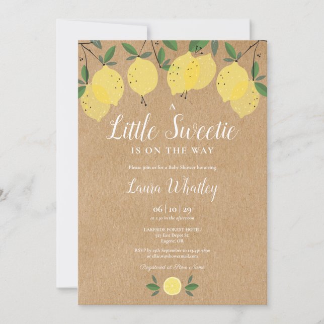 Invitation Un Baby shower de citron rustique un peu doux (Devant)