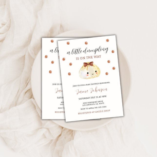 Invitation Un Baby shower de Dumpling neutre pour les femmes (Gender Neutral Cute Little Dumpling Baby Shower Invitation)