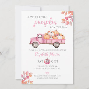 Invitation Un Baby shower de fille rose Citrouille doux
