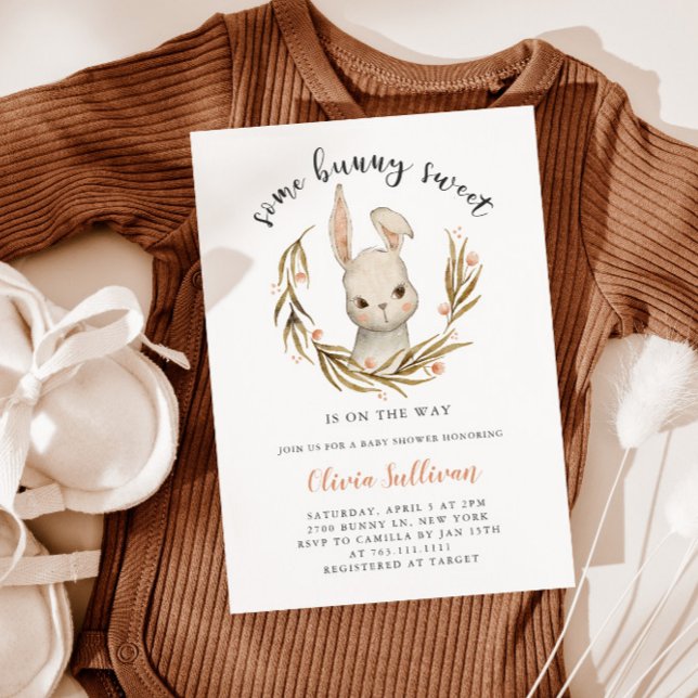 Invitation Un Baby shower de filles sucrées de lapin (Créateur téléchargé)