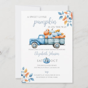 Invitation Un Baby shower de garçon bleu Citrouille doux