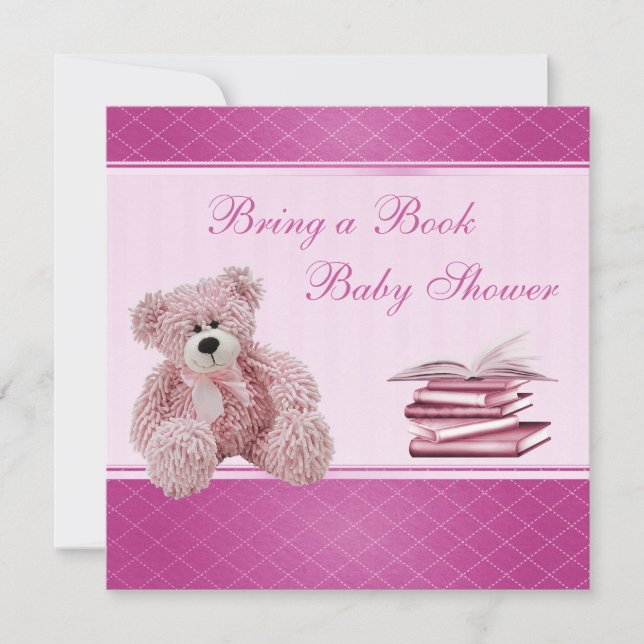 Invitation Un Baby shower de livre à l'élégante teintée rose (Devant)
