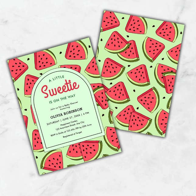 Invitation Un Baby shower de pastèque d'été un peu doux (A Little Sweetie is on the Way Summer Watermelon Baby Shower Invitation  )
