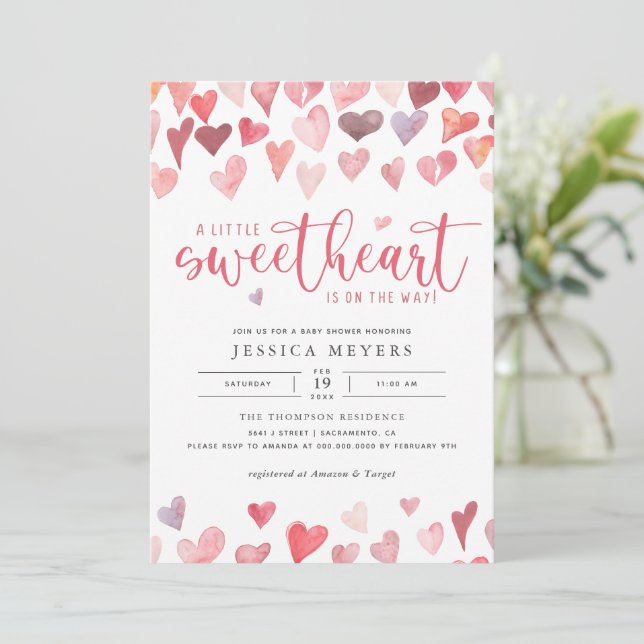 Invitation Un Baby shower de Valentines un peu amoureux (Debout devant)