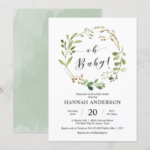 Invitation Un Baby shower de verdure Un script moderne