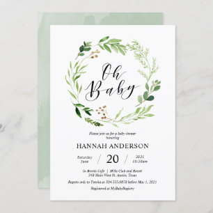 Invitation Un Baby shower de verdure Un script moderne