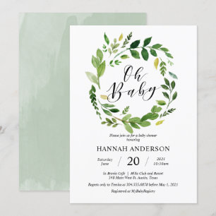 Invitation Un Baby shower de verdure Un script moderne