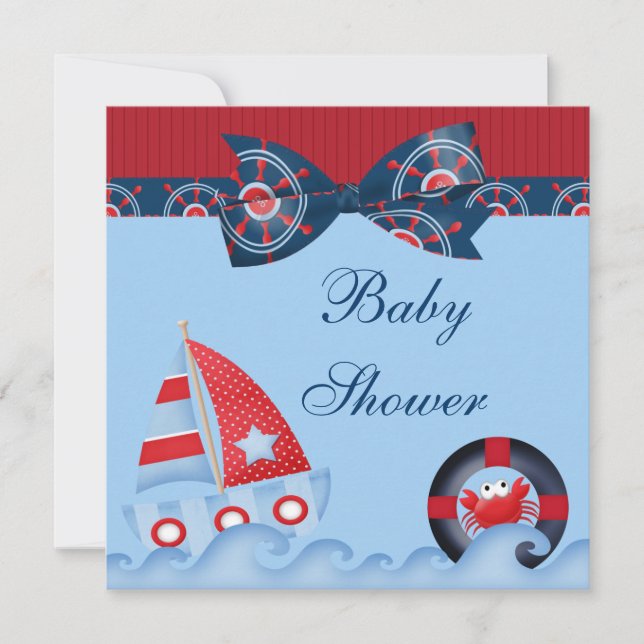 Invitation Un Baby shower de vie marine pour les garçons (Devant)