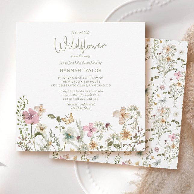 Invitation Un Baby shower D'Été Pour Petite Fille Fleur sauva (Créateur téléchargé)