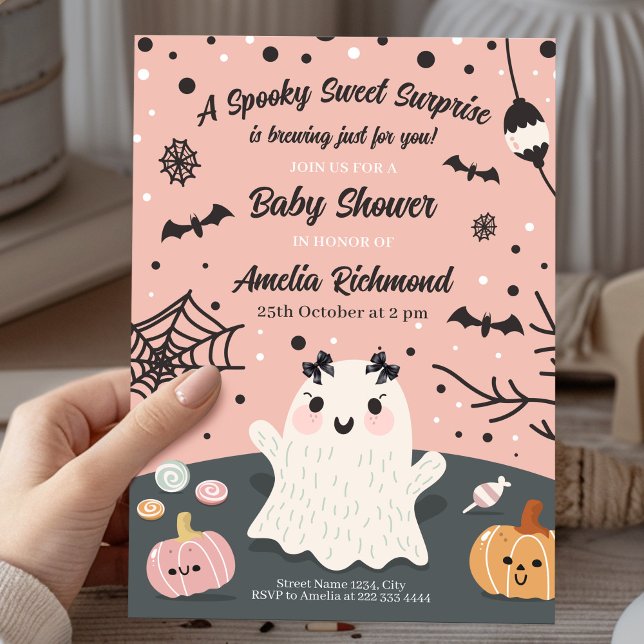 Invitation Un Baby shower Éffrayant d'Halloween surpris sucré (Créateur téléchargé)