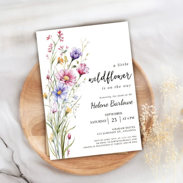 Invitation Un Baby shower Floral Boho Rustique Un Peu Fleur s (A Little Wildflower Rustic Boho Floral Baby Shower Invitation)
