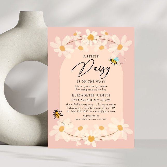 Invitation Un Baby shower Floral Daisy Un Peu Daisy (Créateur téléchargé)