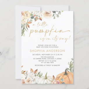 Invitation Un Baby shower Floral D'Automne Un Peu Citrouille