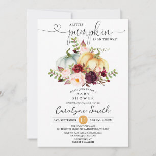 Invitation Un Baby shower Floral De Chute Un Peu Citrouille