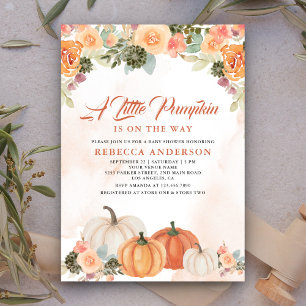 Invitation Un Baby shower Floral Rustique Orange Un Peu Citro