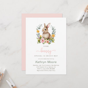 Invitation Un baby shower Floral Spécial Bunny