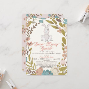 Invitation Un Baby shower Floral spécial Bunny