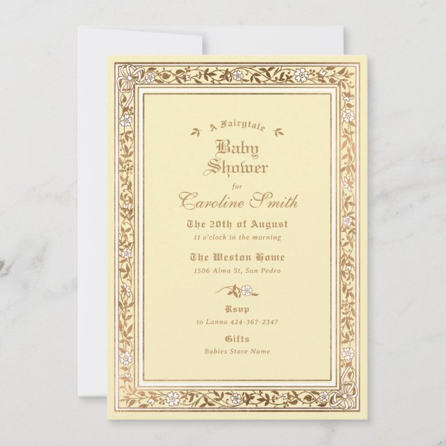 Invitation Un Baby shower jaune à conte équitable (Devant)