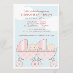 Invitation Un Baby shower joyeux au portage rose pour fille j