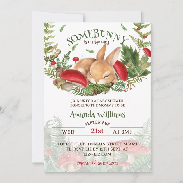 Invitation Un Baby shower lapin (Devant)