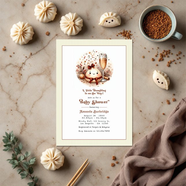 Invitation Un Baby shower Mocha Mousse Un Peu Déversé (Cute Bao in the Oven A Little Dumpling Baby Shower Invitation)