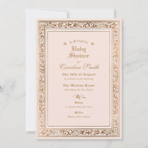 Invitation Un Baby shower rose pâle à conte