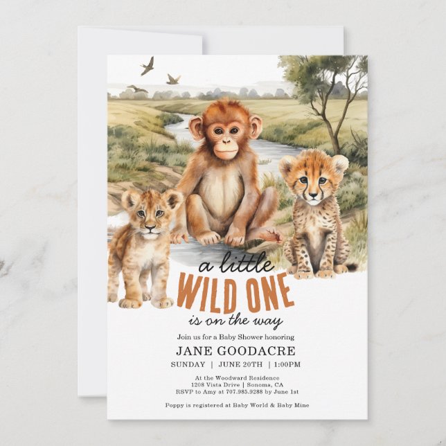 Invitation Un Baby shower Safari Un Peu Sauvage (Devant)