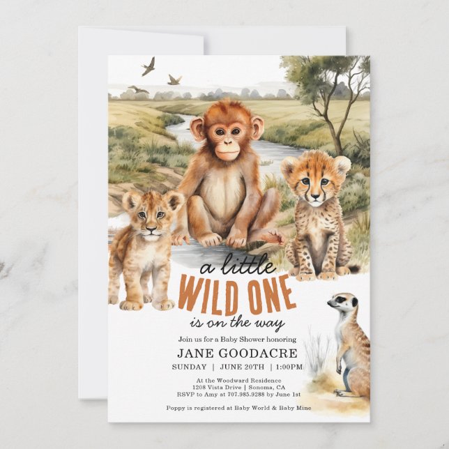 Invitation Un Baby shower Safari Un Peu Sauvage (Devant)