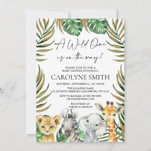 Invitation Un Baby shower sauvage de Safari Jungle Animaux