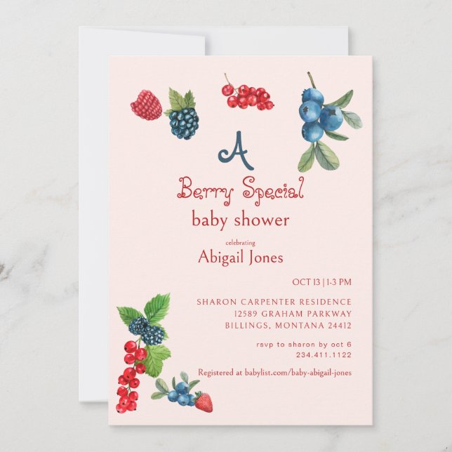 Invitation Un Baby shower spécial Blush Berry (Devant)