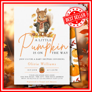 Invitation Un Baby shower SQUIRREL Automne Un Peu Citrouille