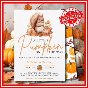 Invitation Un Baby shower SQUIRREL Automne Un Peu Citrouille