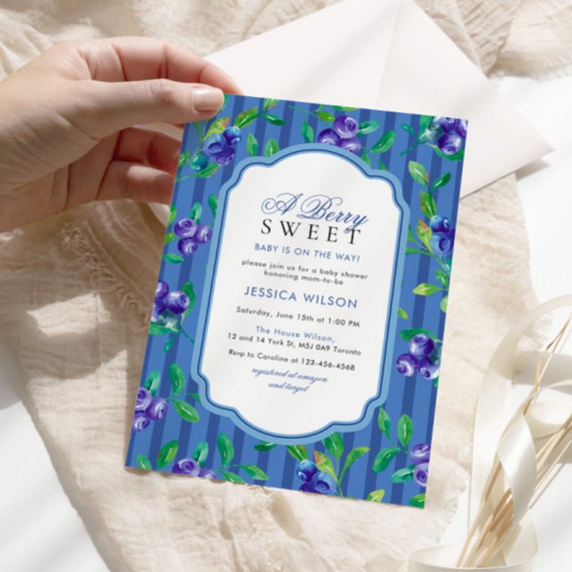 Invitation Un Baby shower sucré aux bleuets (Créateur téléchargé)