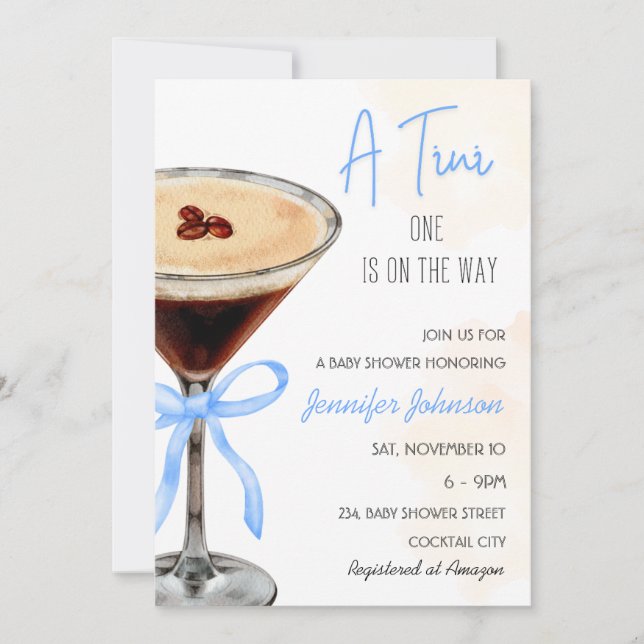 Invitation Un Baby shower Tini One Expresso Martini (Devant)