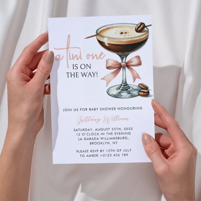 Invitation Un Baby shower Tini One Martini Girl Rose Bow (Créateur téléchargé)